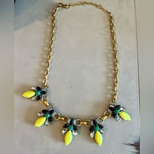 JCrew Neon Yellow and Blue Statement Necklace